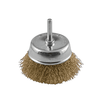 Корщетка-чашка со штифтом. стальная латунированная волнистая проволока 50мм 38486М 